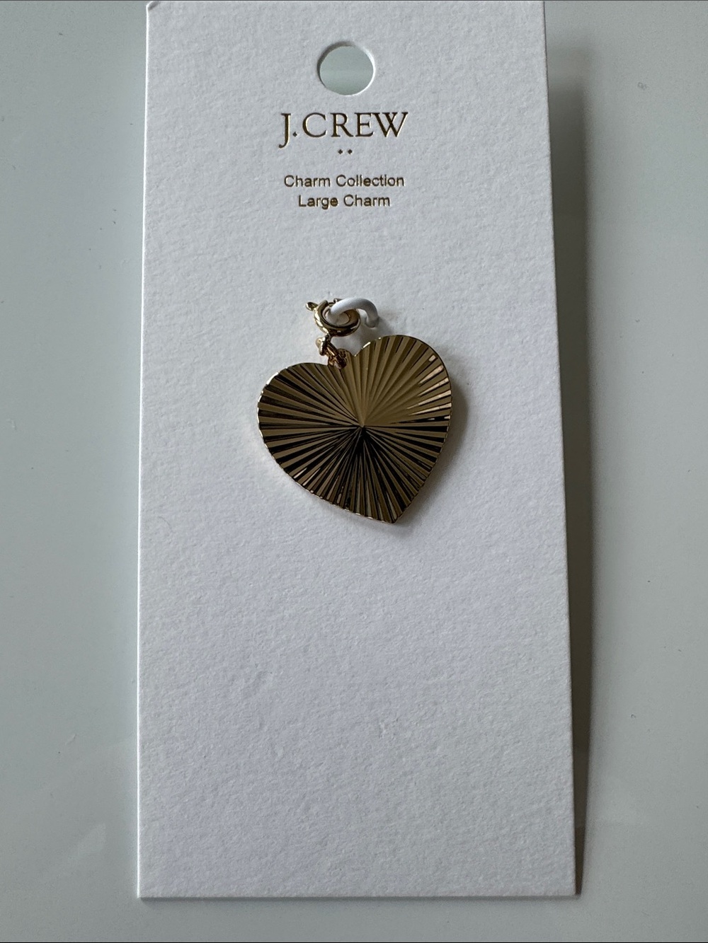 J. Crew Gold Heart Charm with Radiant Textured Surface